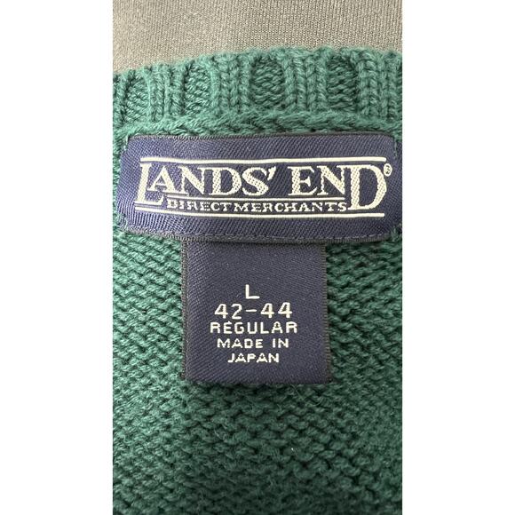 Core  💚 Lands’ End L Green Knit Sweater Vest Japan Made Classic Preppy Core - Picture 4 of 4